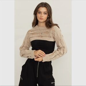 TAN Open Knit Shrug Sweater